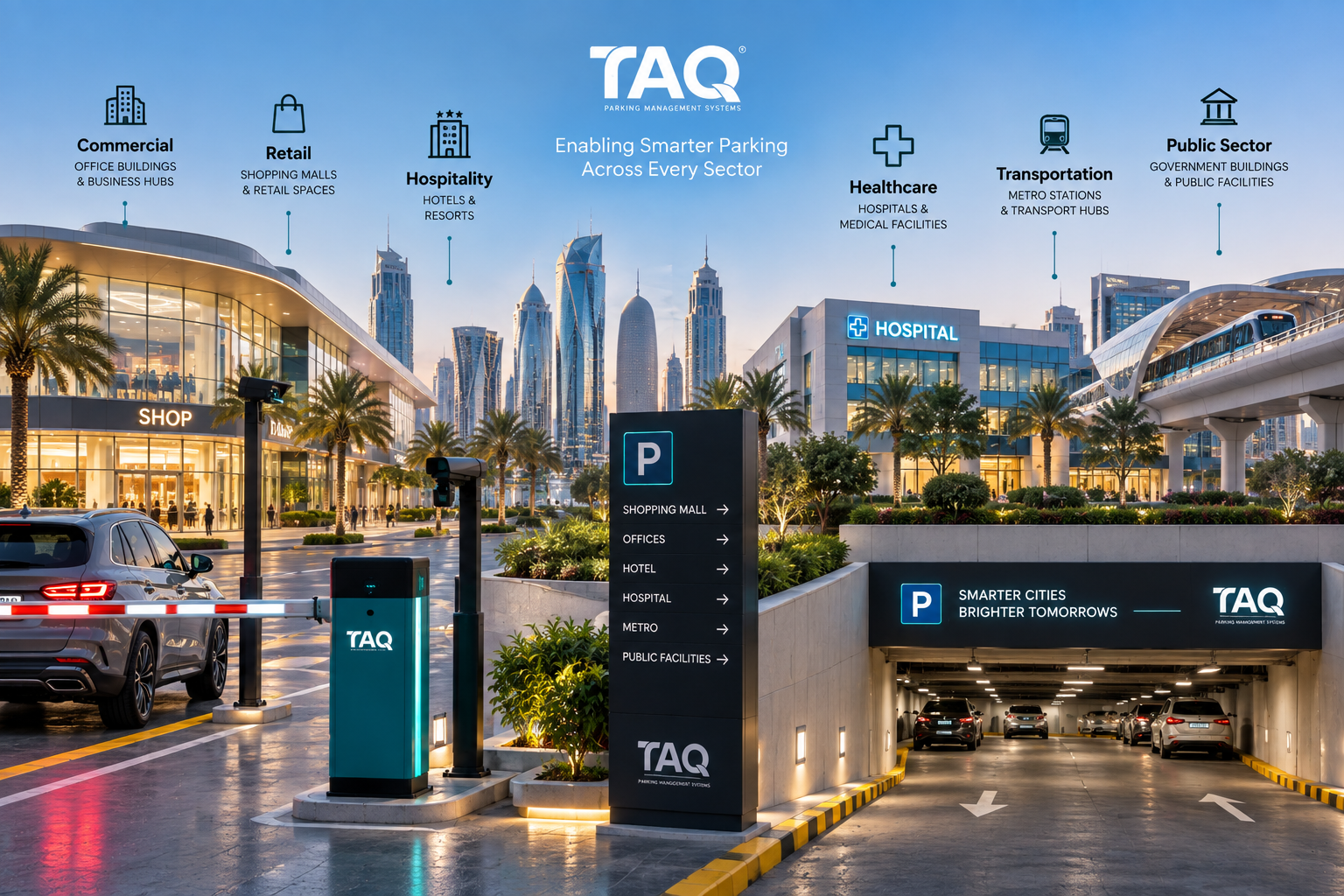 TAQ parking management solutions for commercial, retail, hospitality, healthcare and public sector developments